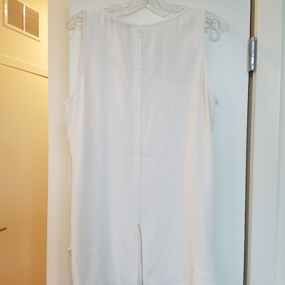 Ann Taylor Flowy Tank Top Large Off White